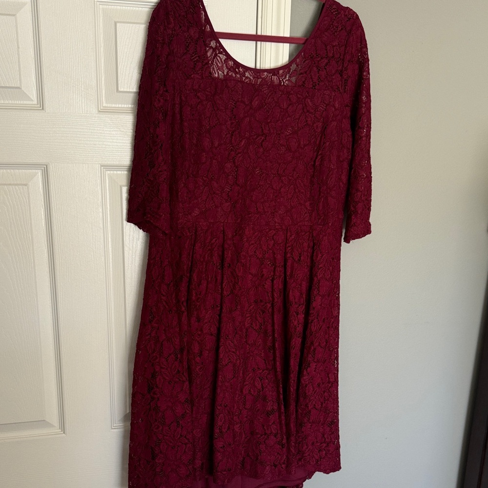 Lane Bryant Burgundy Lace High Low Dress